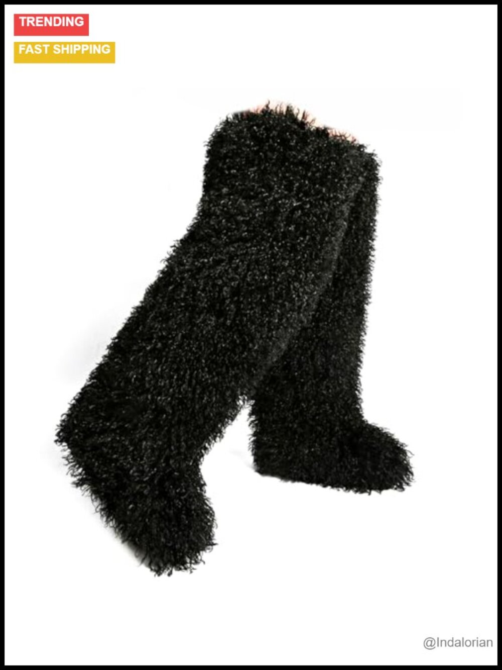 Over the Knee Faux Fur Boots Women Tall Fluffy Thigh High Flat Pull On Winter